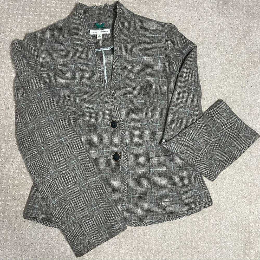 Banana Republic Size 10 Suit Coat Jacket Blazer Plaid Wool